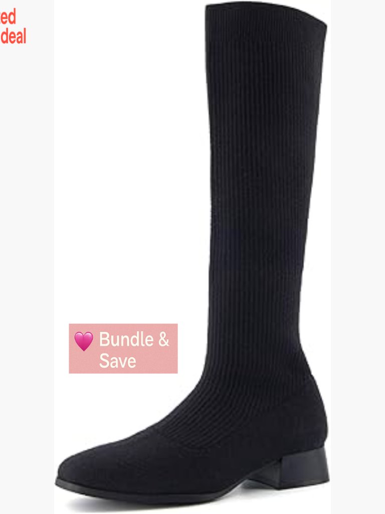Women's Knee-High Stretch Boot With Memory Foam & Low Block Heel Slip-On